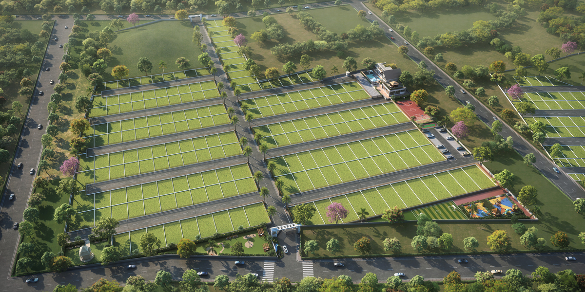 Aerial view of new plot projects in Wagholi